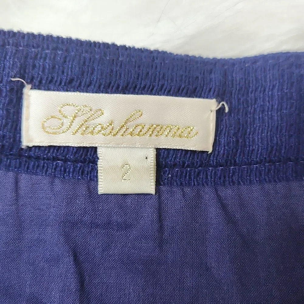 Shoshanna Navy A-line mini skirt  embroidered hem‎ size 2